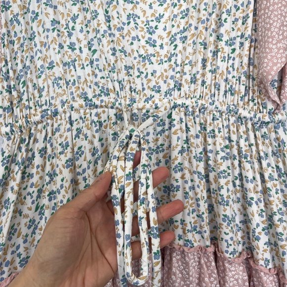 Stitchdrop Cottage Bloom Flutter Sleeve V neck Mini Dress Floral - Picture 4 of 11